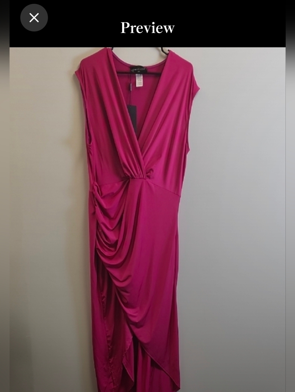 Magenta Draped Asymmetrical Maxi Dress – Emporio Casual